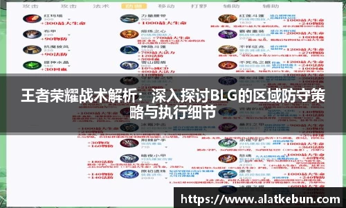 王者荣耀战术解析：深入探讨BLG的区域防守策略与执行细节